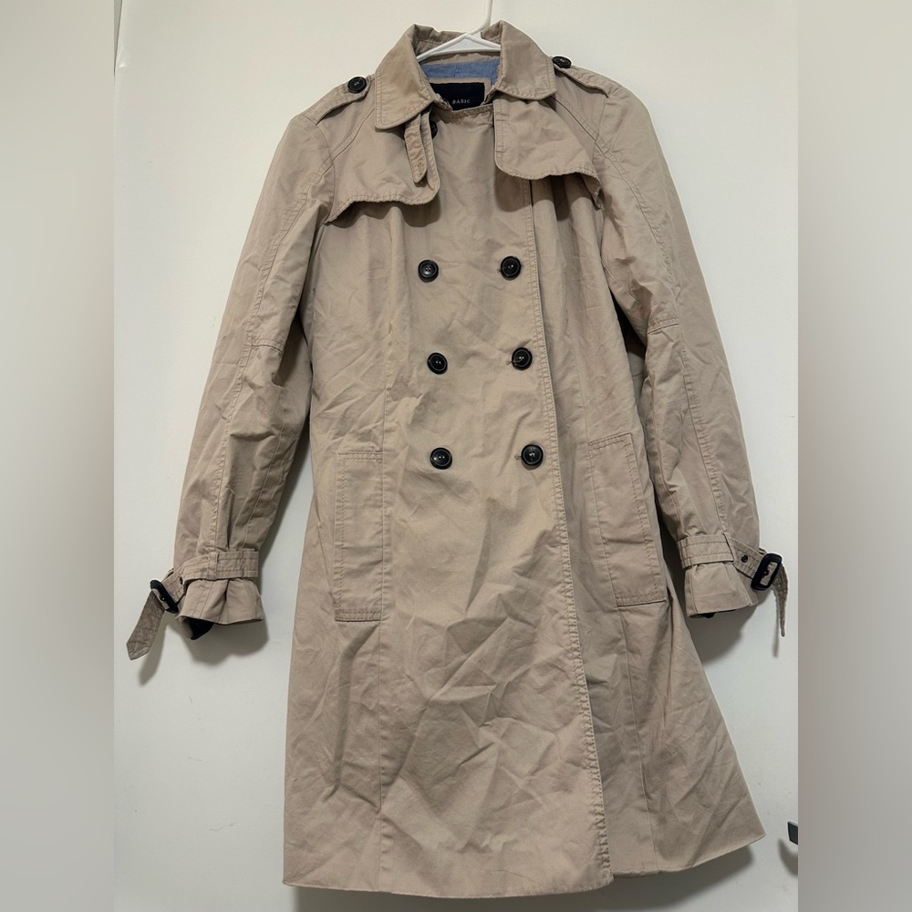 Zara Basic Trench Coat Jacket Beige Outerwear (Big Buttons)